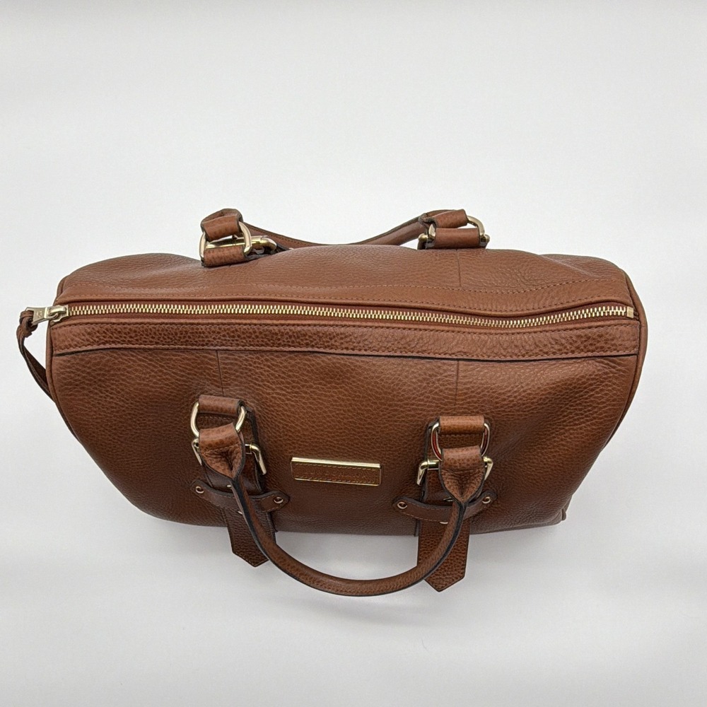 Longchamp Kate Moss Brown Zip Satchel Zebra Lining Gold Hardware Inner Pockets - Picture 3 of 7